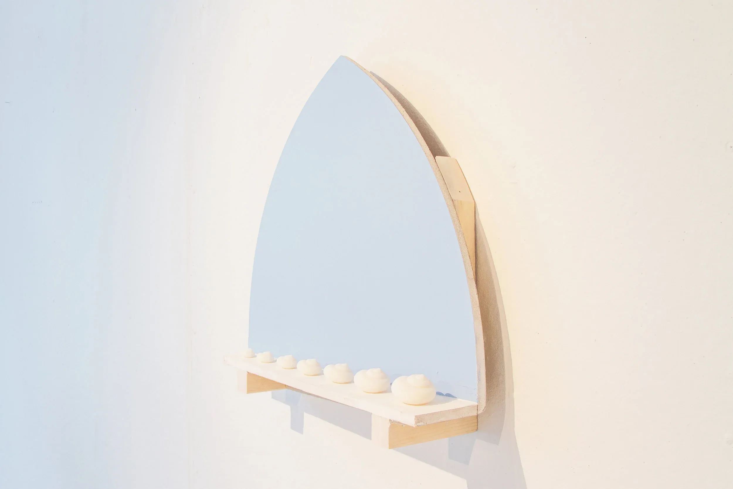 Pine 2x4, drywall, joint compound, found latex paint, resin-based 3D print, 2016.
